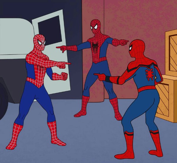 Spider-Man Pointing at Spider-Man